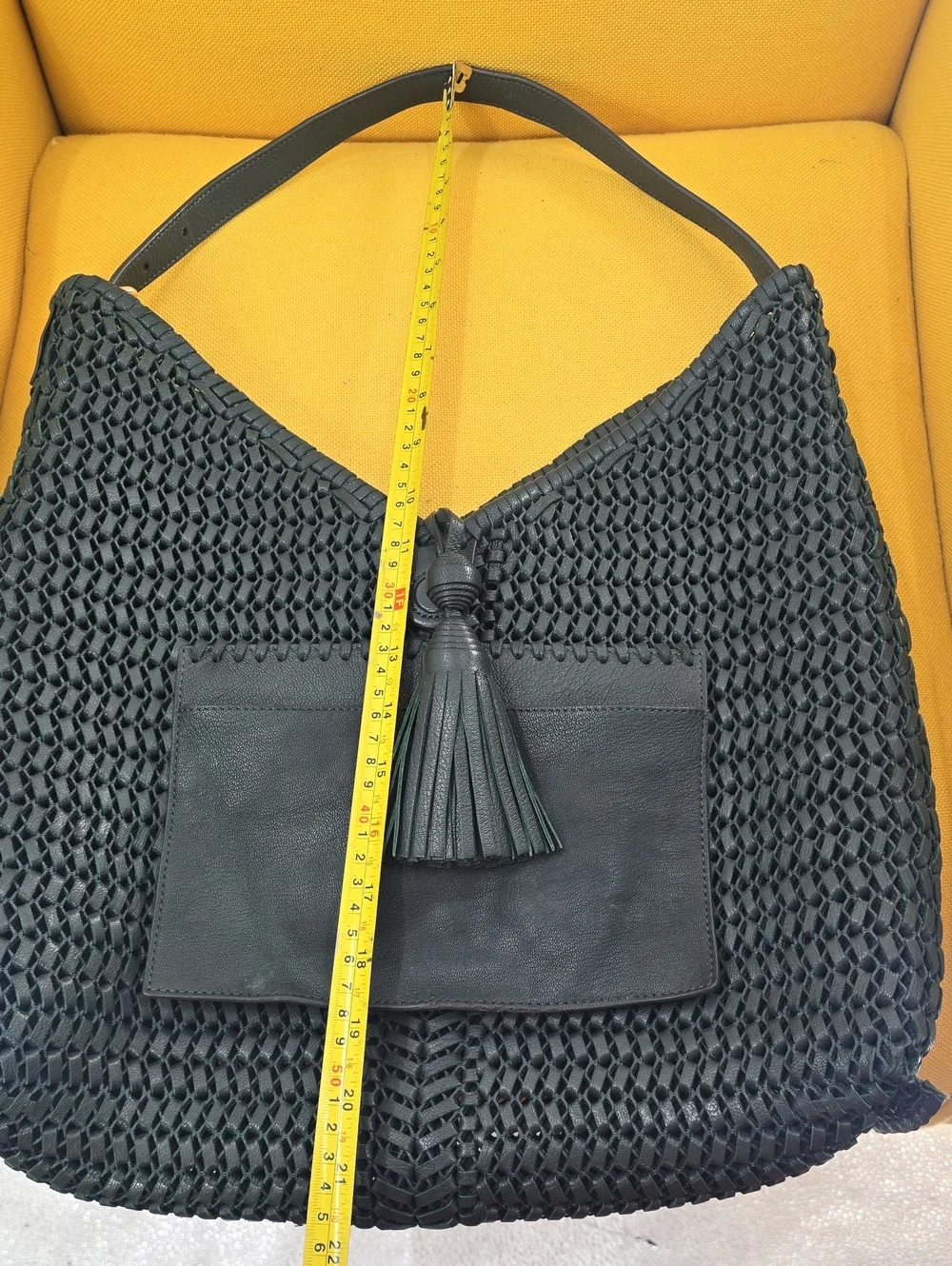 Anya Hindmarch  Woven Tassel Leather Hobo Bag